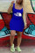Blue Fashion Sexy Print Sling Slim Dress
