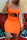 Orange Fashion Sexy Print Sling Slim Dress