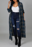 Red Casual Plaid Patchwork Turndown Collar Outerwear