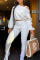 White Fashion Casual Solid Basic Oblique Collar Long Sleeve Three-piece Set