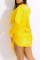 Yellow Sexy Casual Solid Bandage V Neck Long Sleeve Dresses