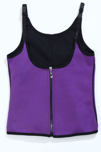 Purple Fashion Casual Sportswear Zipper Design Bustiers