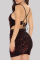 Red Fashion Sexy Patchwork Bandage Sequins Backless Spaghetti Strap Sleeveless Dress Dresses