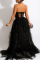 Black Fashion Sexy Casual Sexy Lace See-through Party Mesh Strapless Dresses
