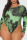 Green Sexy Print Patchwork O Neck Regular Jumpsuits