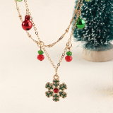 Red Green Party Patchwork Snowman Printed Chains Necklaces