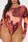 Red Sexy Print Patchwork O Neck Regular Jumpsuits