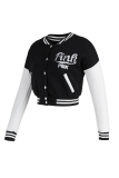 Black Fashion Casual Letter Embroidery Patchwork Outerwear
