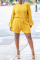 Yellow Casual Solid Split Joint O Neck Straight Jumpsuits