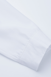 White Sexy Solid Patchwork Turndown Collar Shirt Dress Dresses