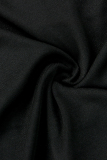 Black Fashion Sexy Patchwork Hot Drilling Asymmetrical V Neck Long Sleeve Dresses