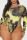 Yellow Sexy Print Patchwork O Neck Regular Jumpsuits