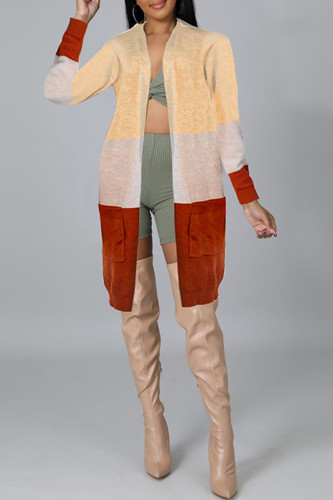 Multicolor Fashion Casual Patchwork Cardigan Outerwear