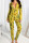 Yellow Casual Print Patchwork Buttons V Neck Skinny Jumpsuits