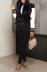 Black Fashion Casual Patchwork Cardigan Pants V Neck Long Sleeve Two Pieces