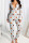 White Casual Print Patchwork Buttons V Neck Skinny Jumpsuits
