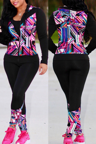 Pink Fashion Sexy Casual Street Sportswear Print Graffiti Printing Straight Mid Bottoms
