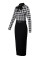 Black Fashion Casual Print Patchwork With Belt Turndown Collar Long Sleeve Dresses