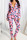 Pink Casual Print Split Joint Buttons V Neck Skinny Jumpsuits