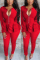 Red Fashion Sexy Celebrities Patchwork Solid Two Piece Suits Long Sleeve Two Pieces