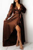 Black Sexy Casual Solid Bandage V Neck Long Sleeve Dresses