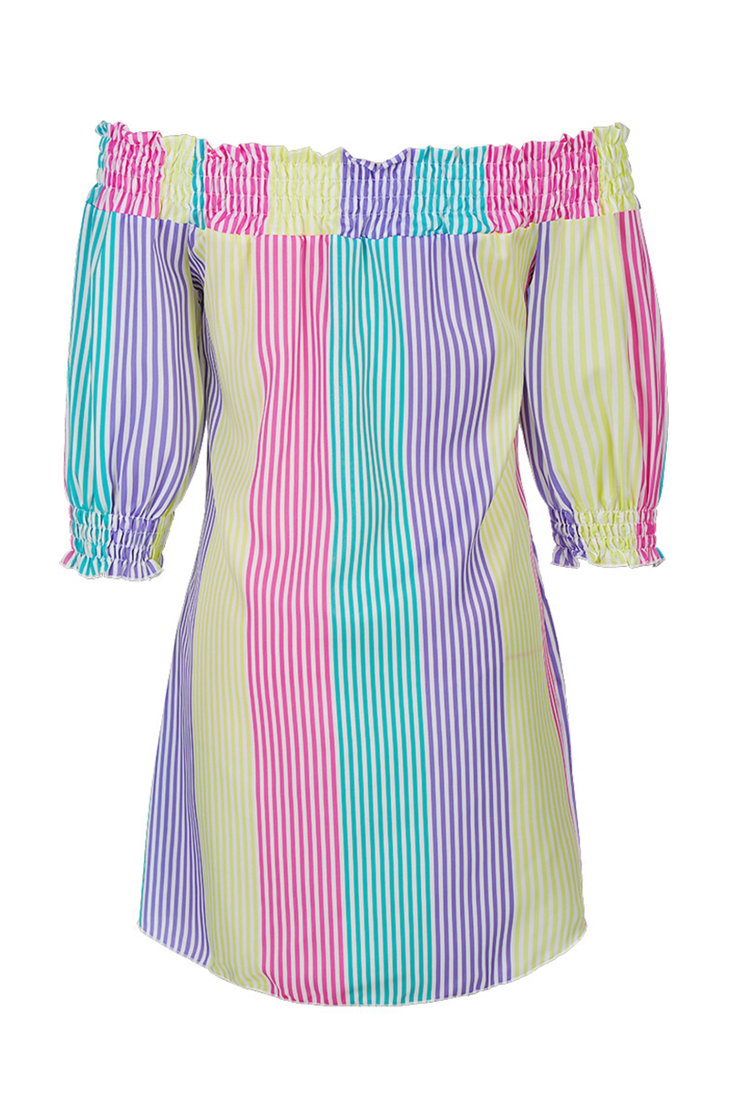 Pink And Green Flower Shirt Style Drees