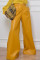 Yellow Fashion Casual Solid Basic Regular High Waist Wide Leg Trousers