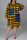 Yellow Fashion Casual Plus Size Plaid Print Split Joint Turndown Collar Shirt Dress