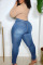 Light Blue Casual Solid Bandage Split Joint Plus Size Jeans