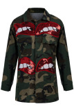 Camouflage Casual Street Print Patchwork Buckle Turndown Collar Outerwear