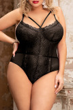 Black Sexy Living Solid Patchwork See-through Backless Lingerie