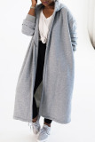 Grey Casual Solid Patchwork Hooded Collar Outerwear