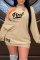 Black Fashion Sexy Letter Print Basic O Neck Long Sleeve Two Pieces