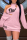 Pink Fashion Sexy Letter Print Basic O Neck Long Sleeve Two Pieces