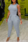 Grey Fashion Casual Solid Vests Pants O Neck Sleeveless Two Pieces