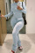 Grey Fashion Casual Adult Solid Split Joint O Neck Regular Jumpsuits