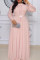 Pink Fashion Casual Solid Patchwork Half A Turtleneck Long Sleeve Plus Size Dresses