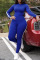 Blue Casual Sportswear Solid Patchwork Hooded Collar Long Sleeve Two Pieces