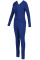 Deep Blue Casual Cross-over Design Two-piece Pants Set