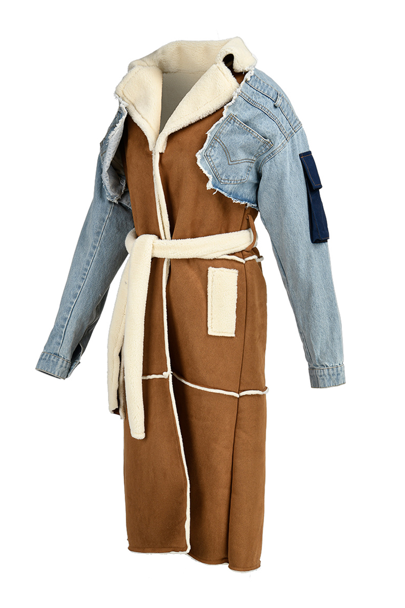 Sweet British Style Print Patchwork Cardigan Collar Outerwear