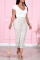 Silver Casual Solid Regular High Waist Straight Bottoms