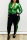 Green Fashion Casual Patchwork Sequins Zipper Collar Long Sleeve Two Pieces