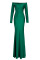 Green Celebrities Solid V Neck Evening Dress Dresses