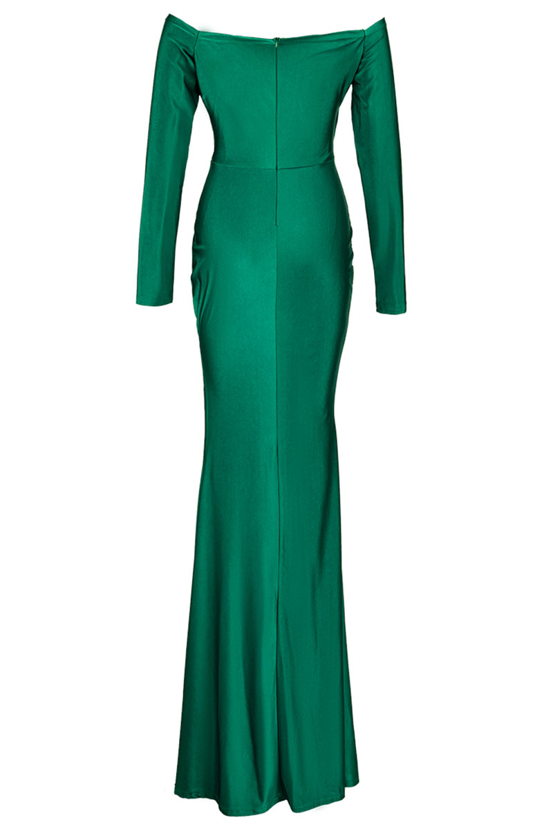 Wholesale Green Celebrities Solid V Neck Evening Dress Dresses K9752-3 ...