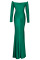 Green Celebrities Solid V Neck Evening Dress Dresses