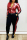 Red Fashion Casual Patchwork Sequins Zipper Collar Long Sleeve Two Pieces