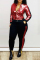 Red Fashion Casual Patchwork Sequins Zipper Collar Long Sleeve Two Pieces