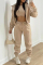 Pink Fashion Casual Solid Cardigan Vests Pants O Neck Long Sleeve Three-piece Set