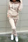 Khaki Fashion Casual Print Basic Hooded Collar Long Sleeve Two Pieces