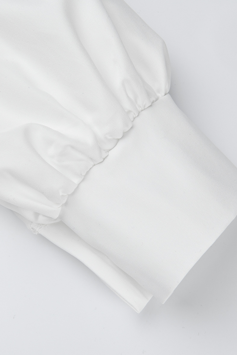 Wholesale White Casual Solid Flounce Turndown Collar Shirt Dress ...